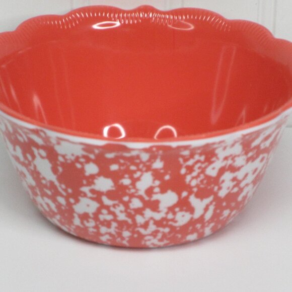 Pioneer Woman Cereal Bowl Melamine Country Splatter Coral Pink Red 32oz New - Picture 1 of 8